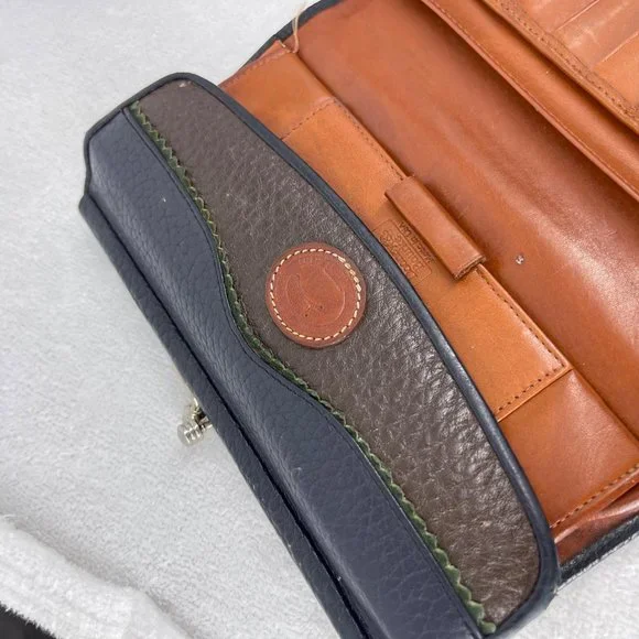 Dooney & Bourke Vintage Saddle Crossbody Blue Green Purse + Kisslock Wallet - Picture 9 of 15